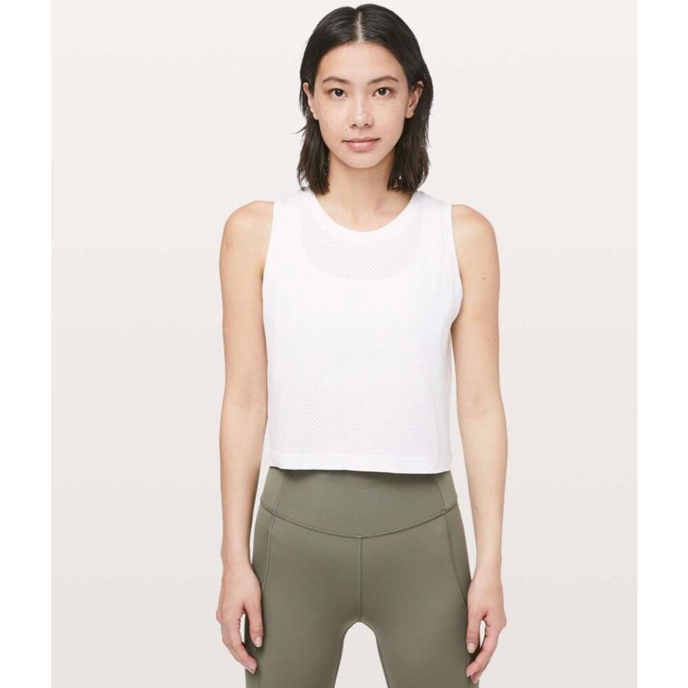 Lululemon Breeze By Muscle Crop Tank White Tank Women's (Est) Size 6